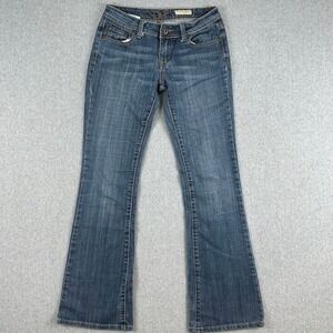 C7P Denim Women's 3 Laguna Beach Flare Jeans Blue Medium Wash Embroidered Low